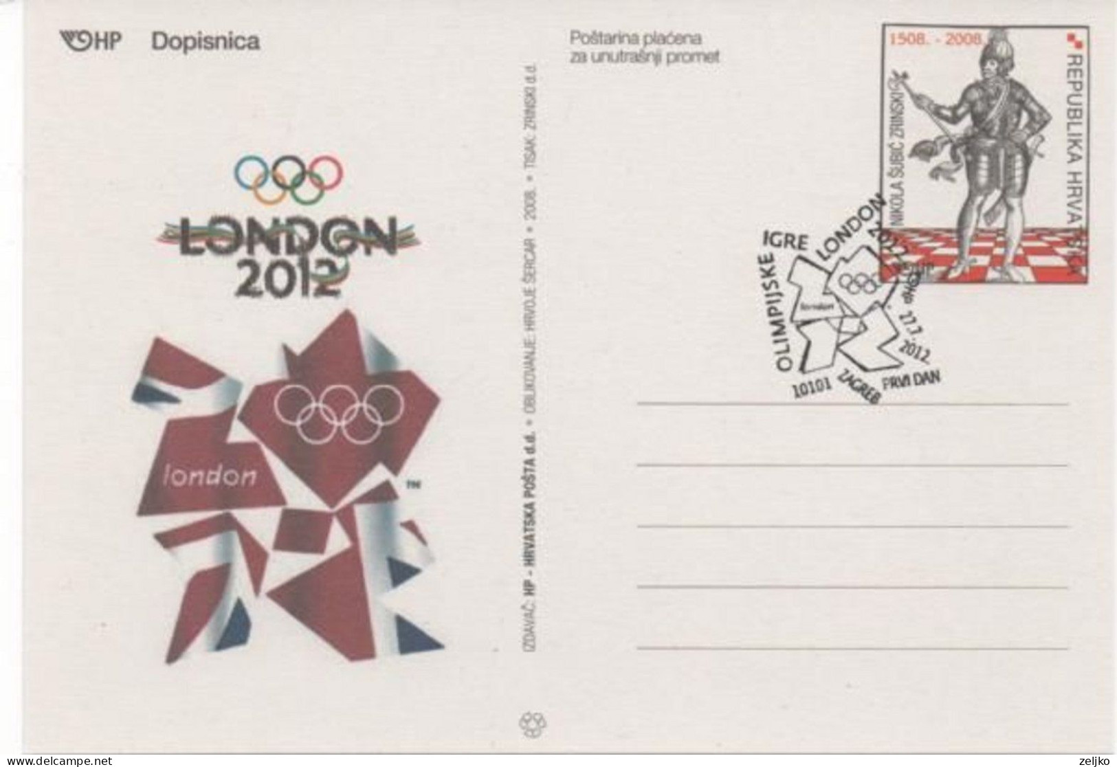 Croatia, Olympic Games 2012 London, First Day Cancel - Summer 2012: London