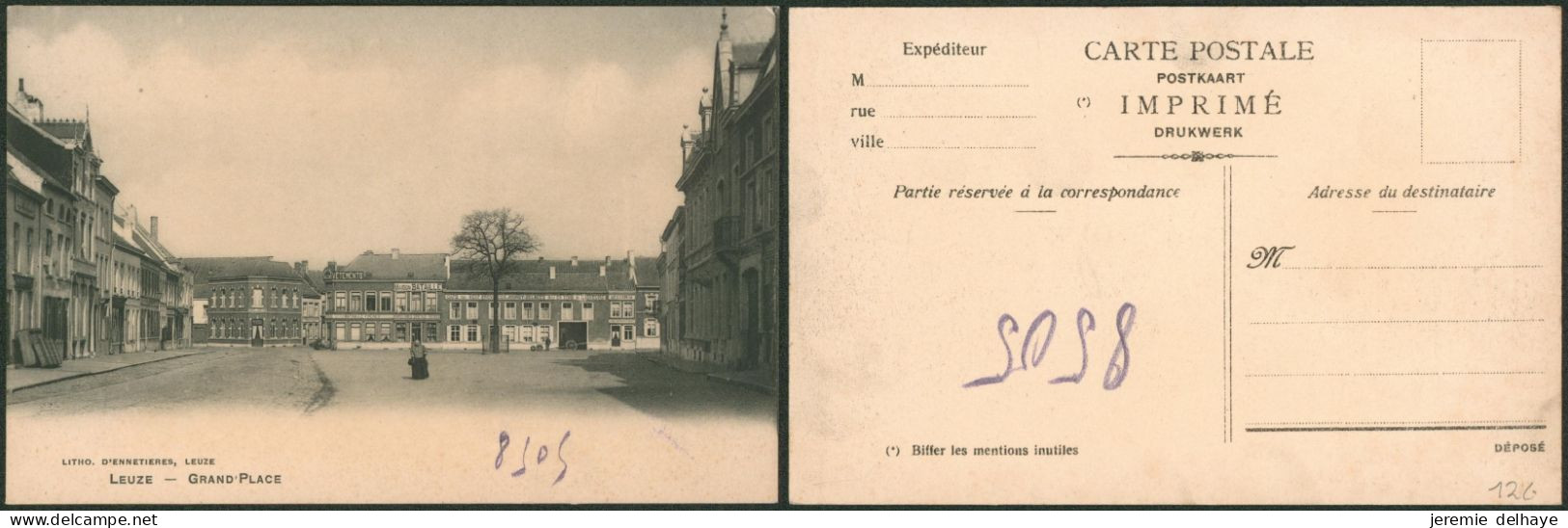 Carte Postale - Leuze : Grand'place (Litho D'ennetieres) - Leuze-en-Hainaut