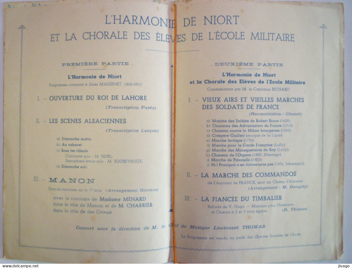 2024 - 656  ECOLE Des SOUS-OFFICIERS De SAINT-MAIXENT  :  PROGRAMME Du CONCERT Du 10 NOV 1947   XXX - Programmes