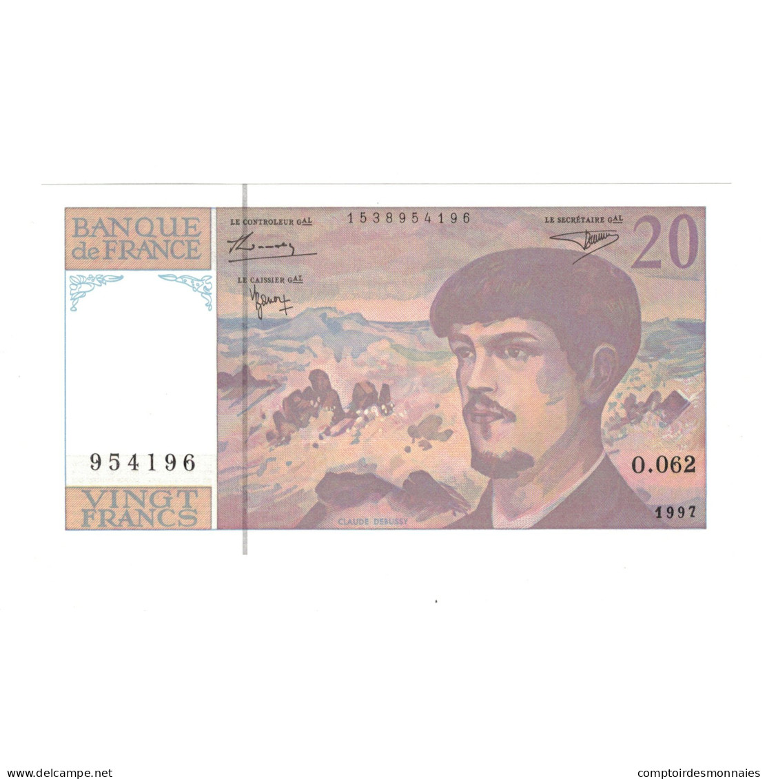 France, 20 Francs, Debussy, 1997, O.062, NEUF, Fayette:66TER.2A62, KM:151i - 20 F 1980-1997 ''Debussy''