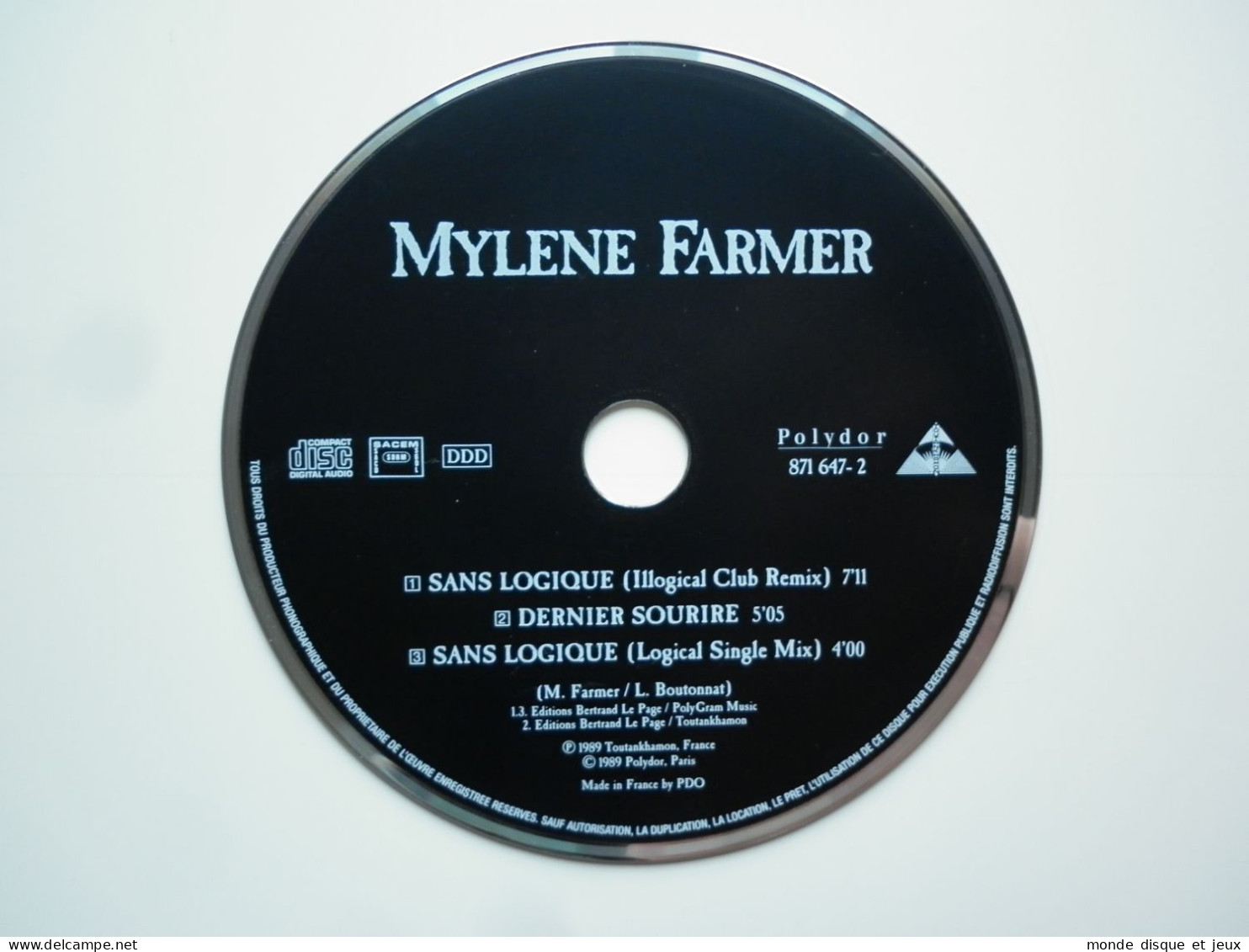 Mylene Farmer Cd Maxi Sans Logique Cd Avec Centreur Noir - Autres - Musique Française