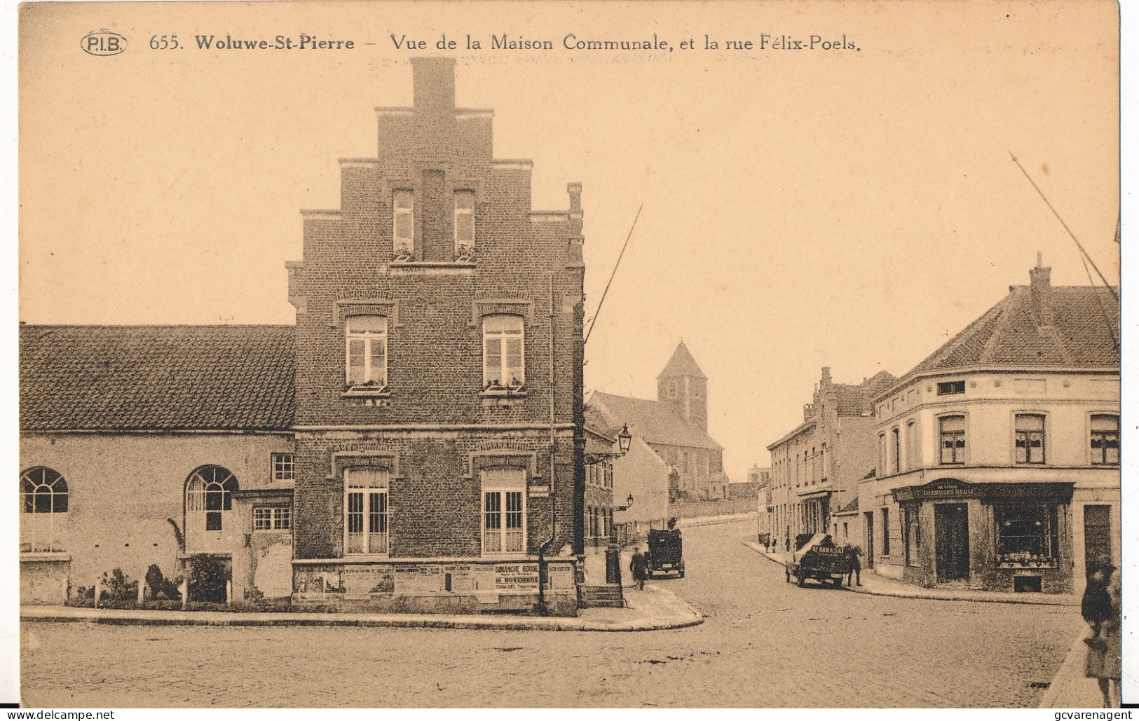 WOLUWE ST.PIERRE   VUE DE LA MAISON COMMUNALE , ET LA RUE FELI POELS       2 SCANS - Woluwe-St-Pierre - St-Pieters-Woluwe