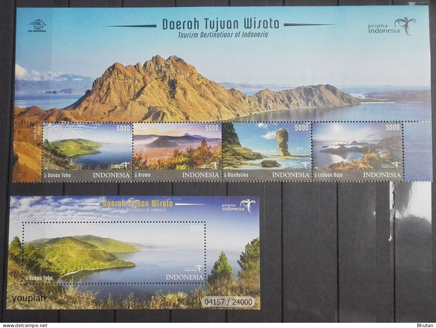 Indonesia 2017, Tourism Destinations Of Indonesia, MNH S/S And Stamps Strip - Indonésie