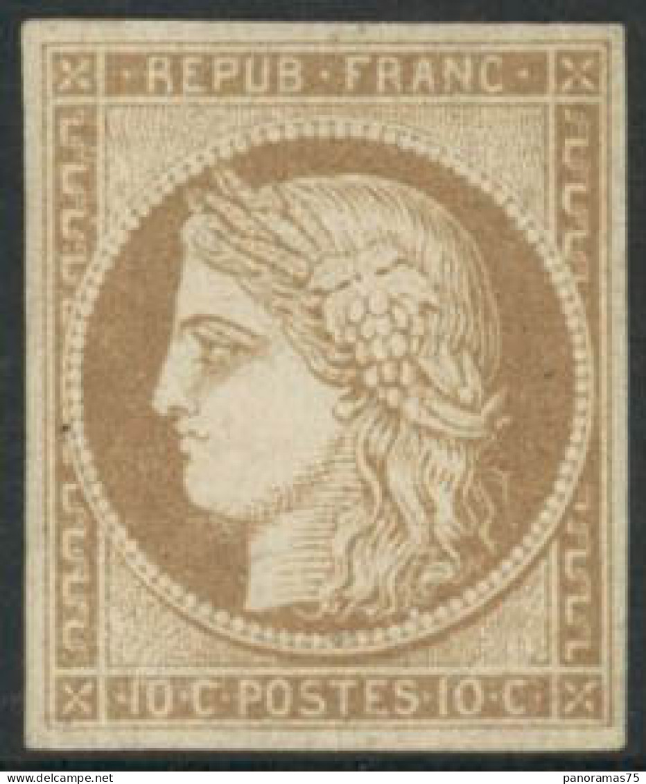 ** N°1F 10c Bistre Réimp - TB - 1849-1850 Ceres