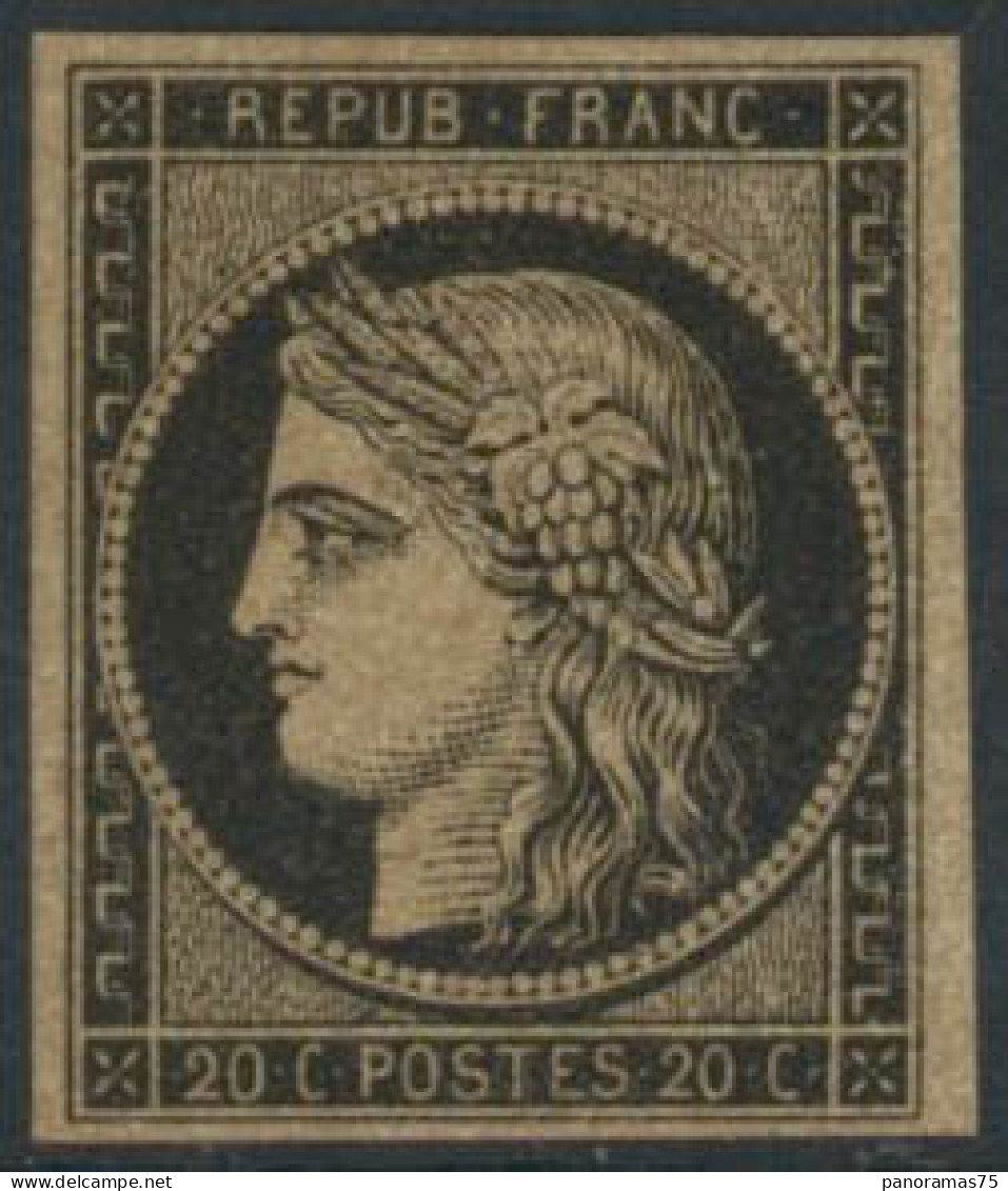 ** N°3f 20c Noir, Réimp - TB - 1849-1850 Ceres