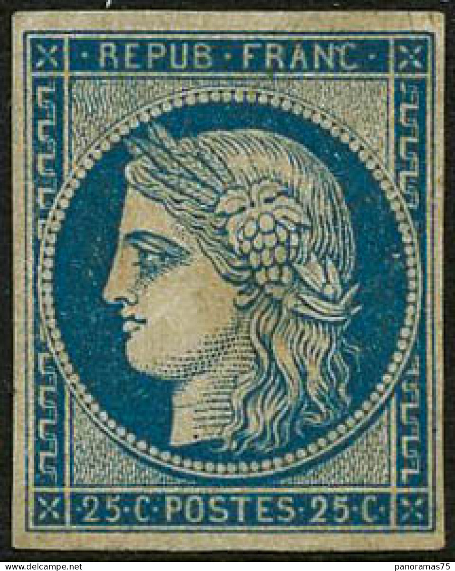 ** N°4 25c Bleu, Signé Calves Et Brun, RARE - TB - 1849-1850 Ceres