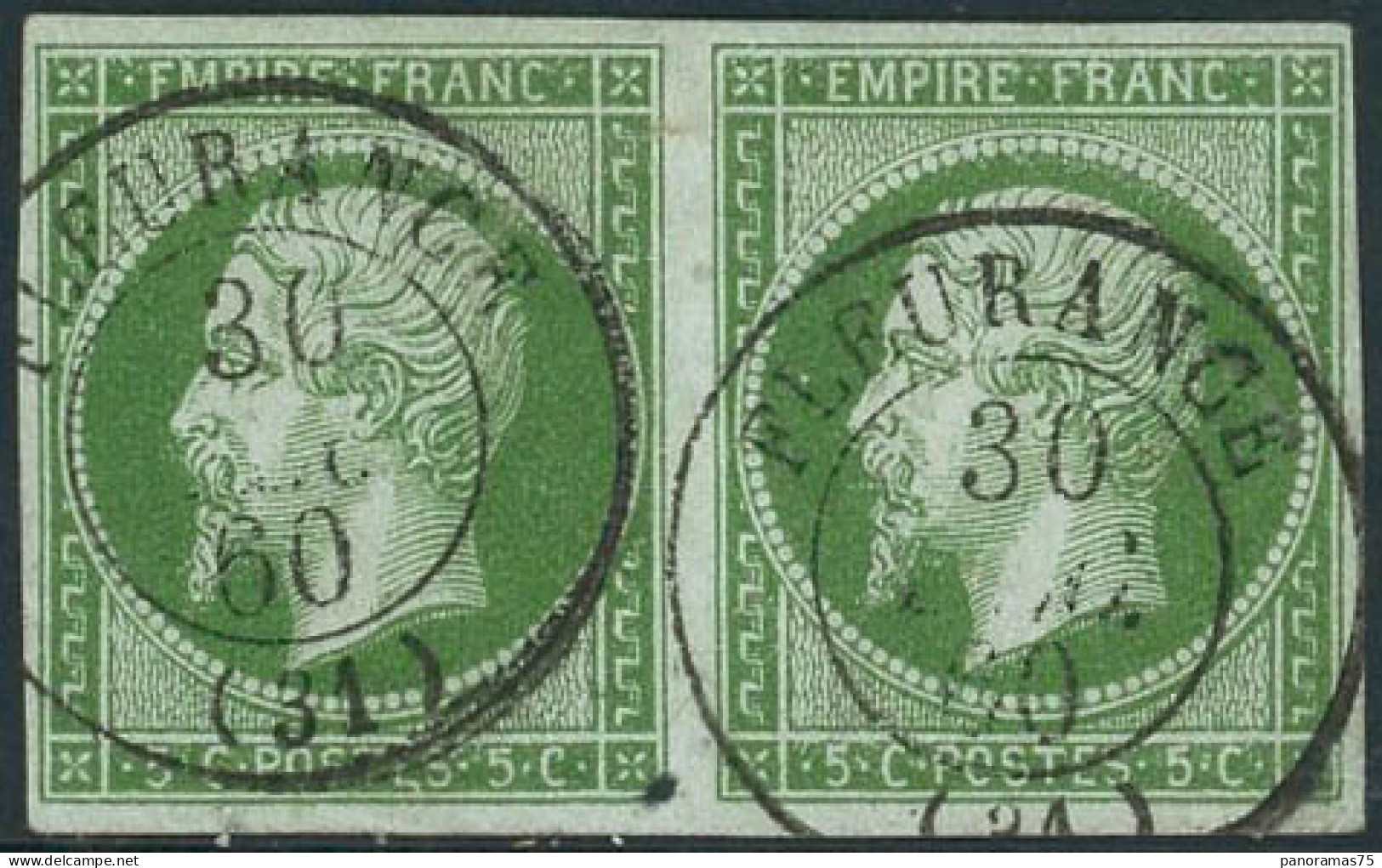 Obl. N°12 5c Vert, Paire - TB - 1853-1860 Napoléon III.