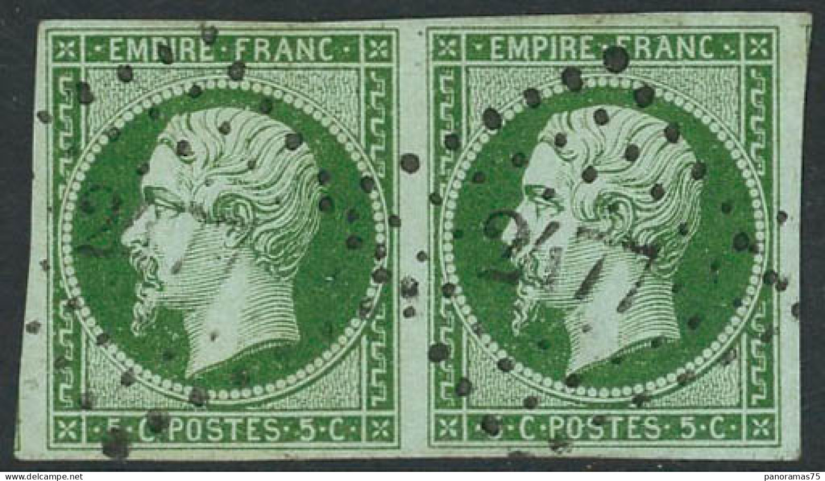 Obl. N°12 5c Vert, Paire - TB - 1853-1860 Napoléon III.