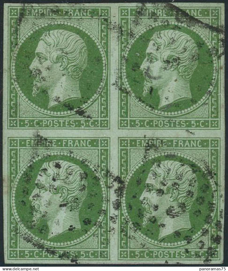 Obl. N°12 5c Vert, Bloc De 4 - TB - 1853-1860 Napoléon III