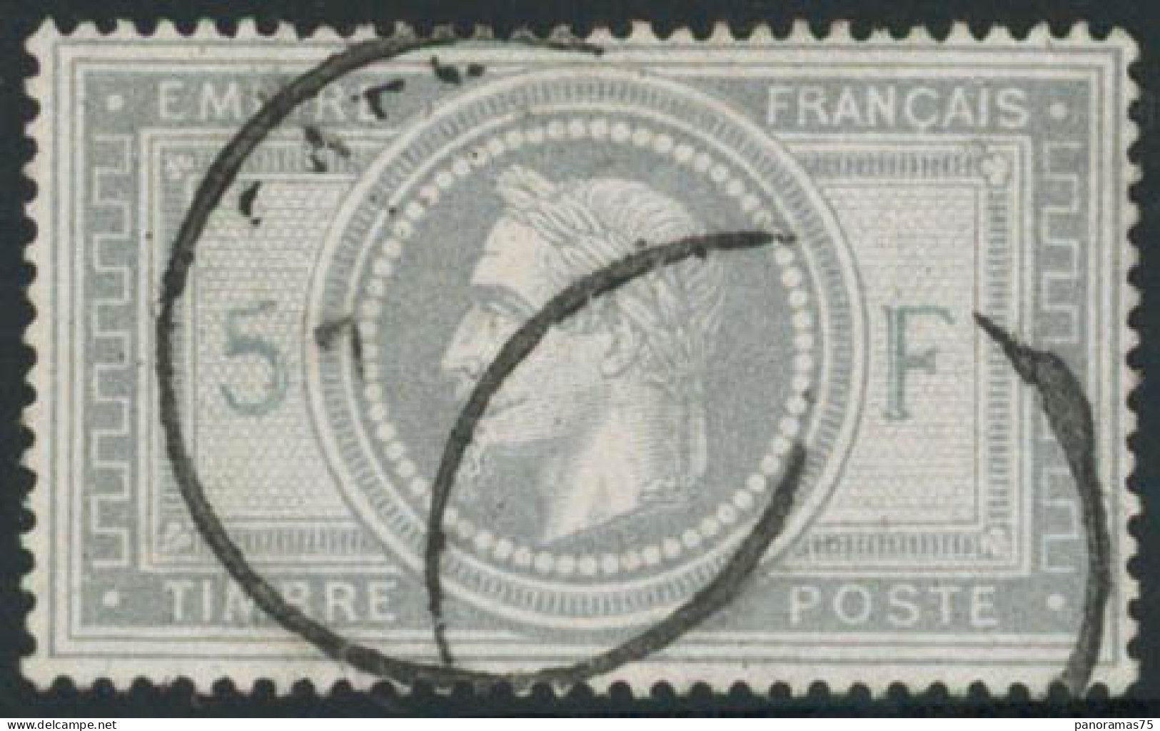 Obl. N°33 5F Empire, Signé Calves - TB - 1863-1870 Napoleone III Con Gli Allori