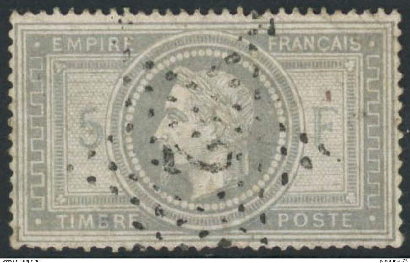 Obl. N°33 5F Empire, Petit Pelurage Au Verso - TB - 1863-1870 Napoleon III With Laurels