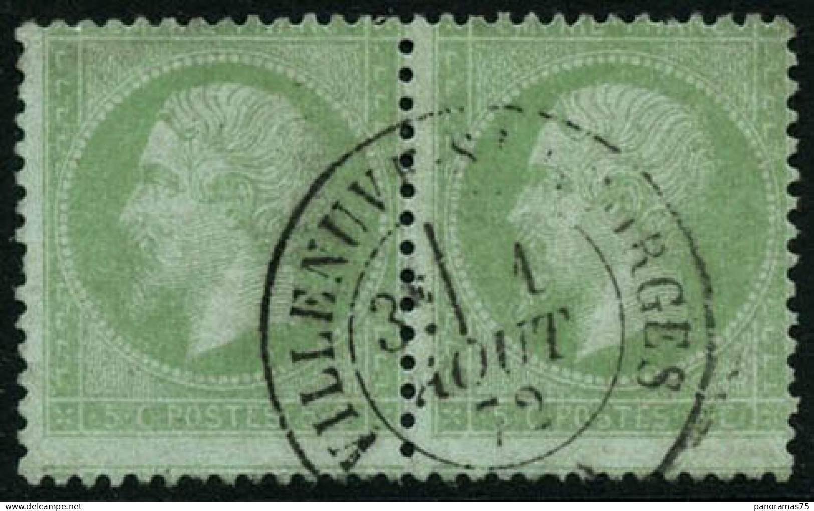 Obl. N°35 5c Vert Pâle S/bleu, Paire - TB - 1863-1870 Napoléon III. Laure