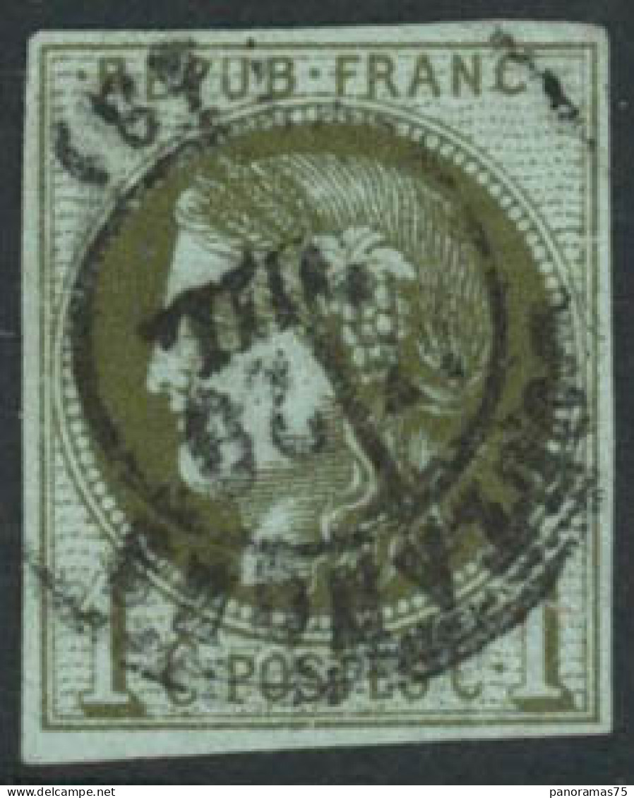 Obl. N°39Ca 1c Olive Clair, R3 - TB - 1870 Emissione Di Bordeaux