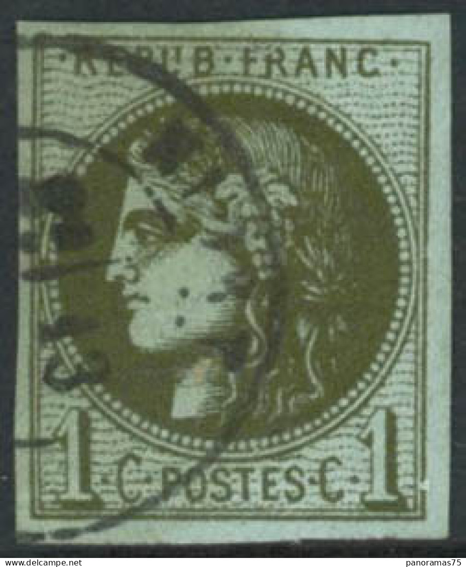 Obl. N°39Cb 1c Olive Foncé R3 - TB - 1870 Bordeaux Printing