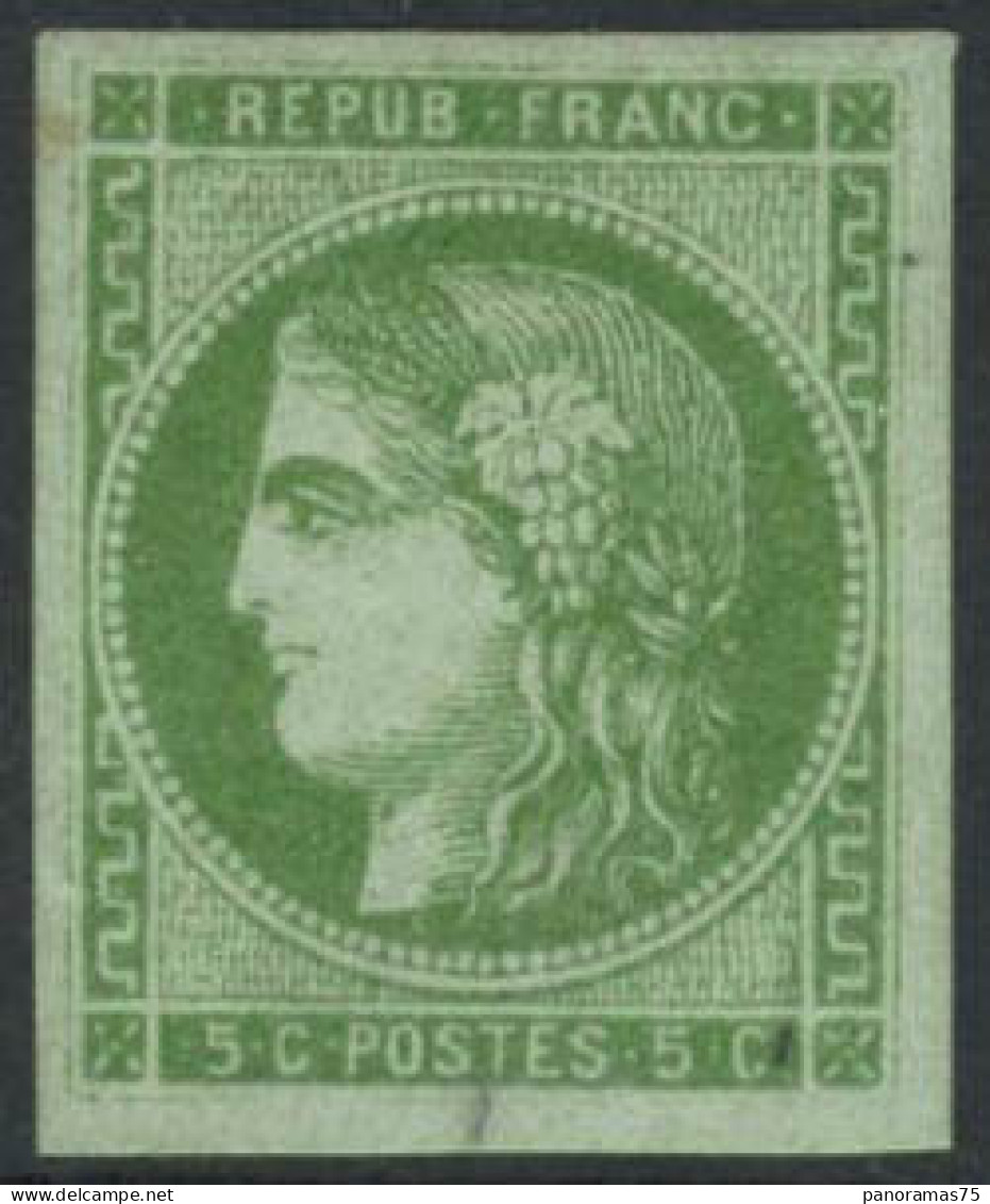 ** N°42B 5c Vert-jaune R2, Signé Roumet  - TB - 1870 Ausgabe Bordeaux