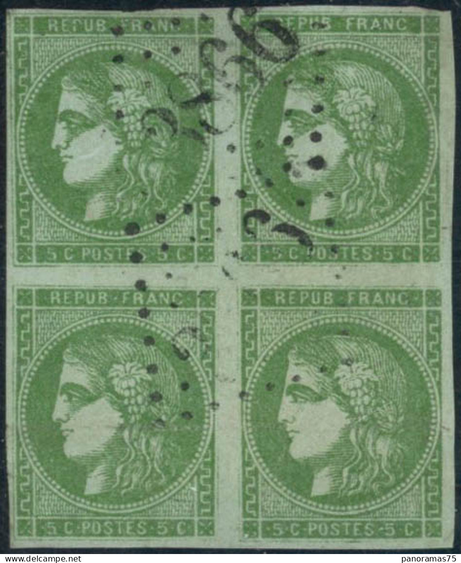 Obl. N°42b 5c Vert R2 Bloc De 4 - TB - 1870 Bordeaux Printing