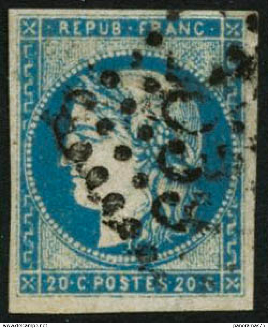 Obl. N°44A 20c Bleu Type I, R1 - TB - 1870 Emission De Bordeaux