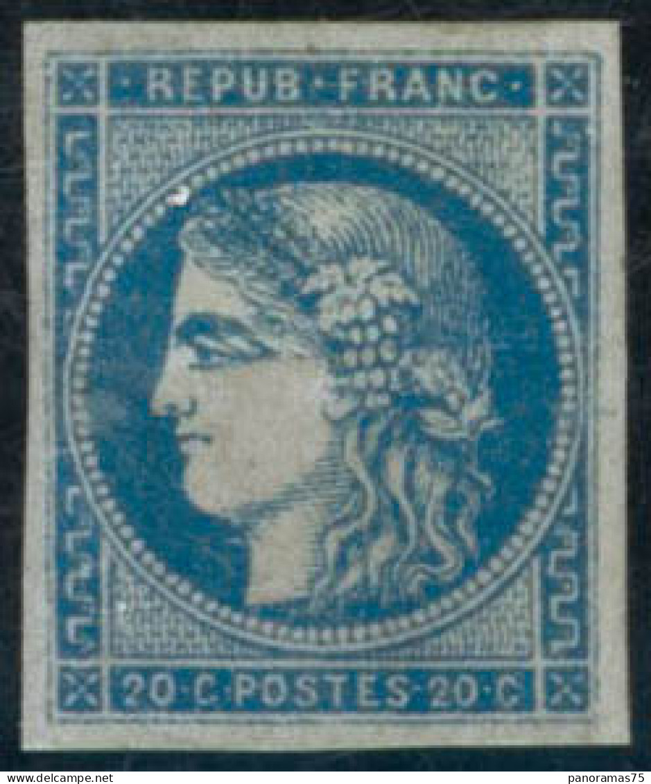 ** N°45A 20c Bleu Type II R1 - TB - 1870 Ausgabe Bordeaux