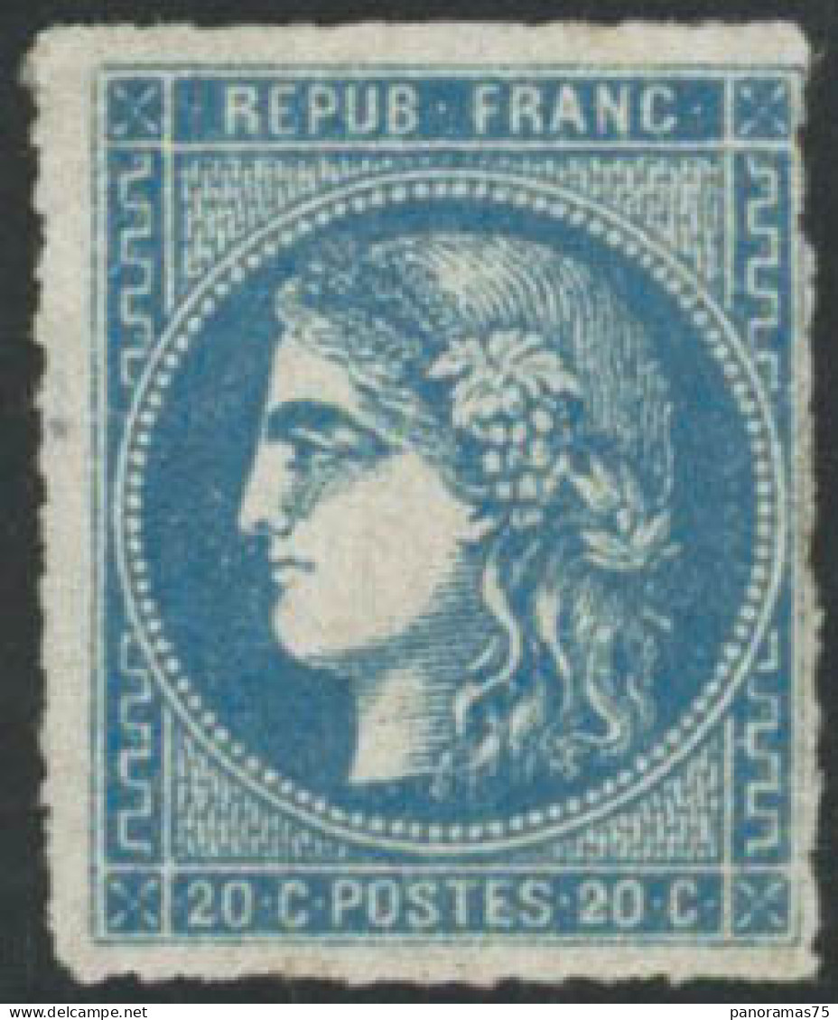 ** N°46B 20c Bleu, Type III R2 Percé En Ligne, RARE - B - 1870 Emisión De Bordeaux