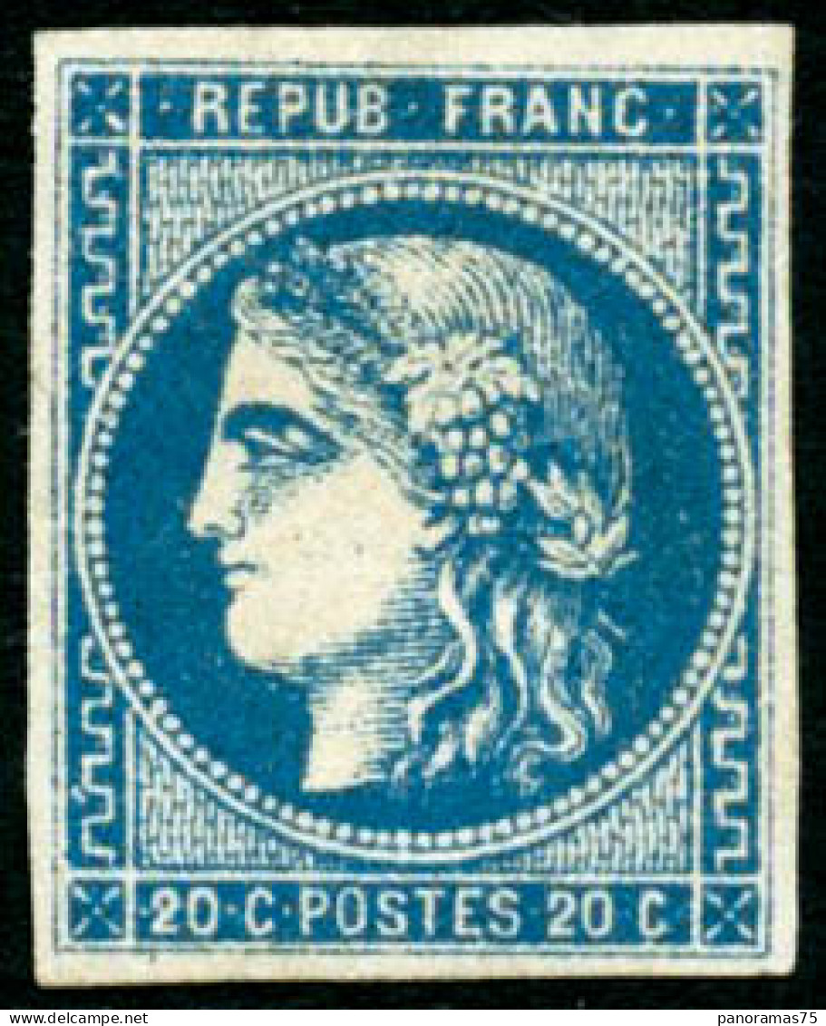 * N°46B 20c Bleu R2, Type III, Signé JF Brun - TB - 1870 Emission De Bordeaux