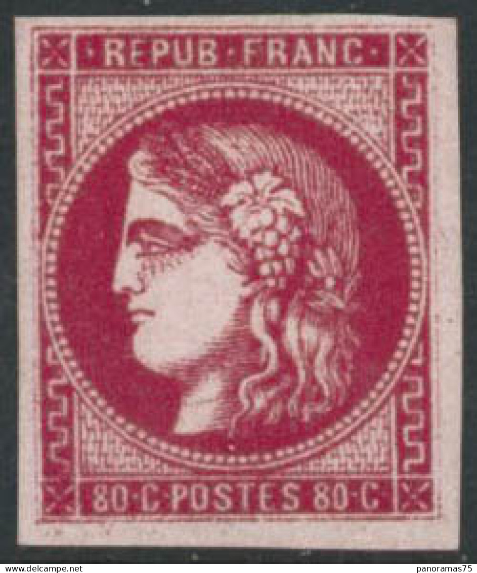 ** N°49b 80c Rose Vif, Signé Calves Et Brun - TB - 1870 Emission De Bordeaux