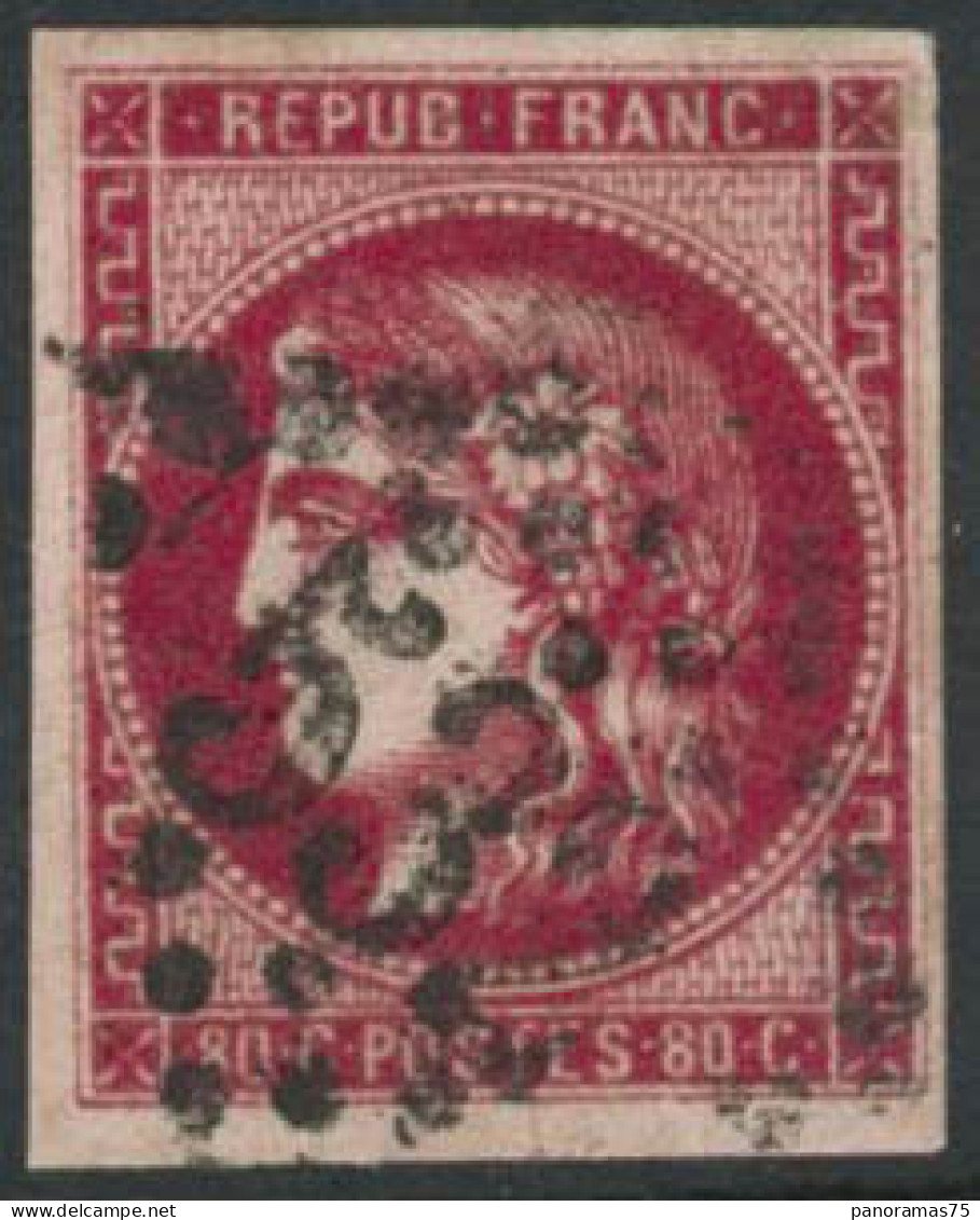 Obl. N°49b 80c Rose Vif - TB - 1870 Bordeaux Printing