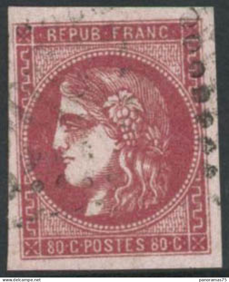 Obl. N°49d 80c Groseille - TB - 1870 Bordeaux Printing