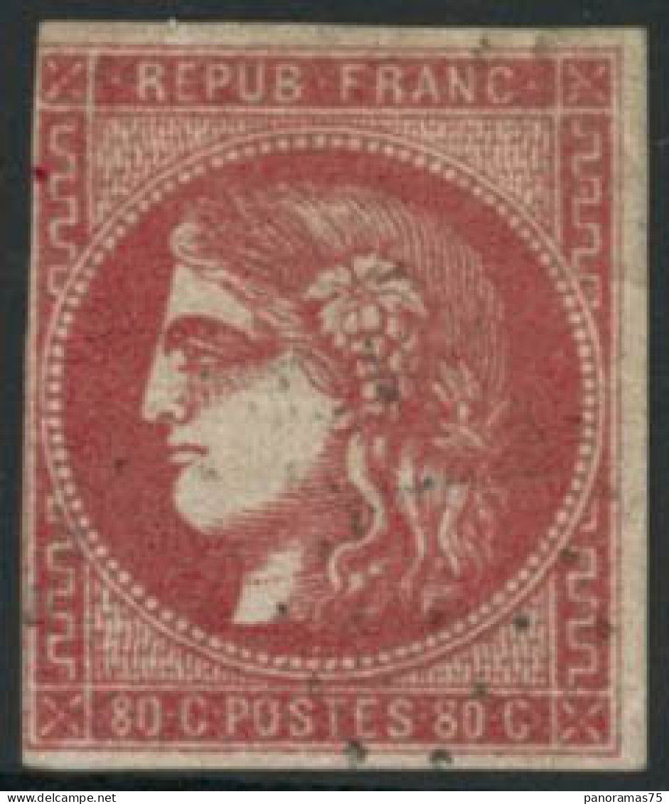 Obl. N°49e 80c Saumon, Court à Gauche, Rare - B - 1870 Bordeaux Printing