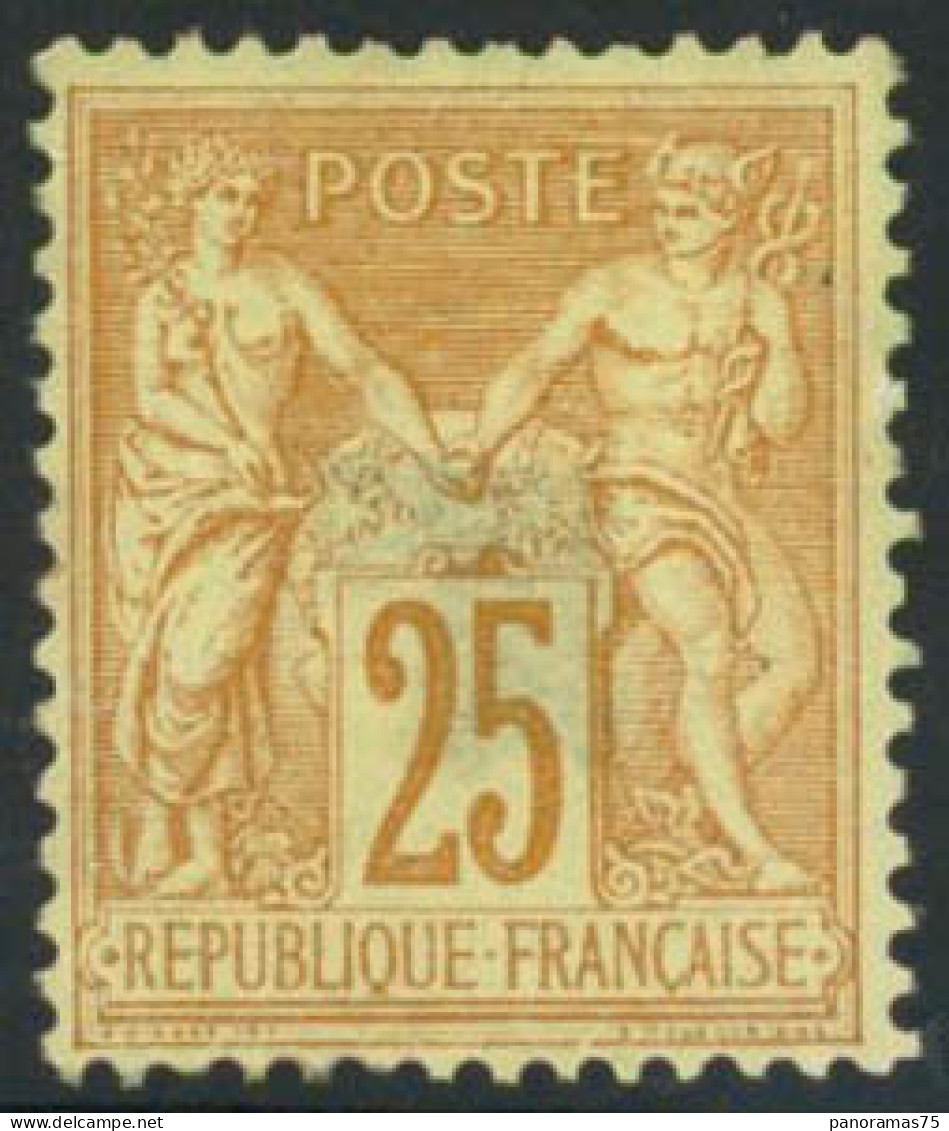 ** N°92 25c Bistre S/jaune - TB - 1876-1898 Sage (Type II)