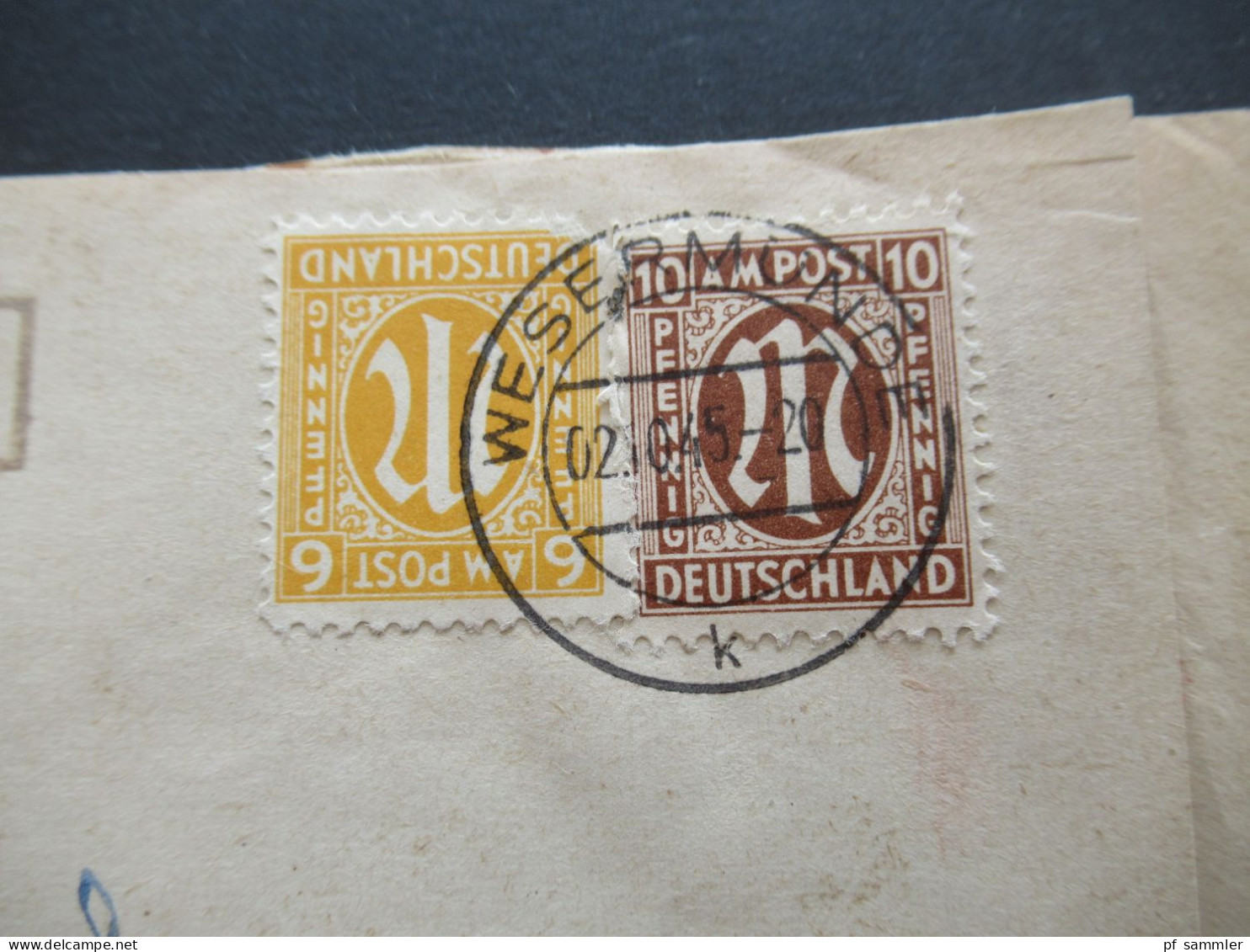 Bizone Am Post Deutscher Druck MiF Geschäftspost Tagesstempel Wesermümde 2.10.1945 Doppelt Verwendeter Umschlag!! - Lettres & Documents