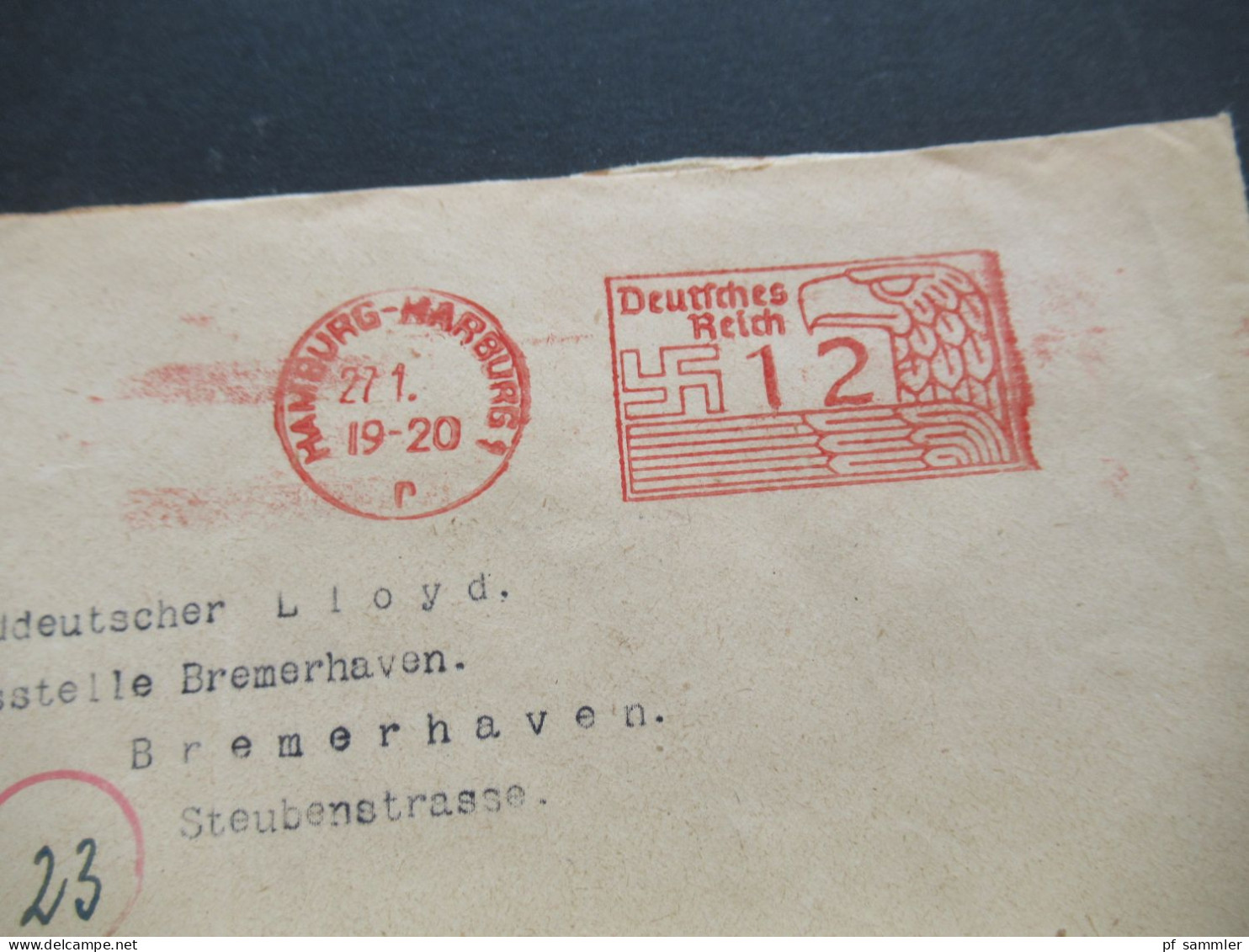 Bizone Am Post Deutscher Druck MiF Geschäftspost Tagesstempel Wesermümde 2.10.1945 doppelt verwendeter Umschlag!!