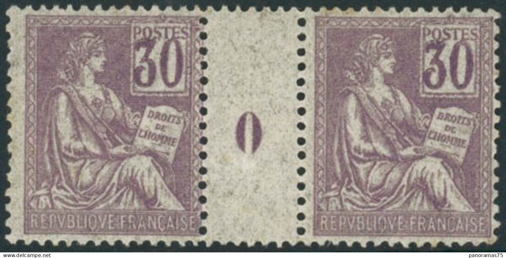 ** N°115 30c Violet, Paire Mill 0 - TB - Millésime