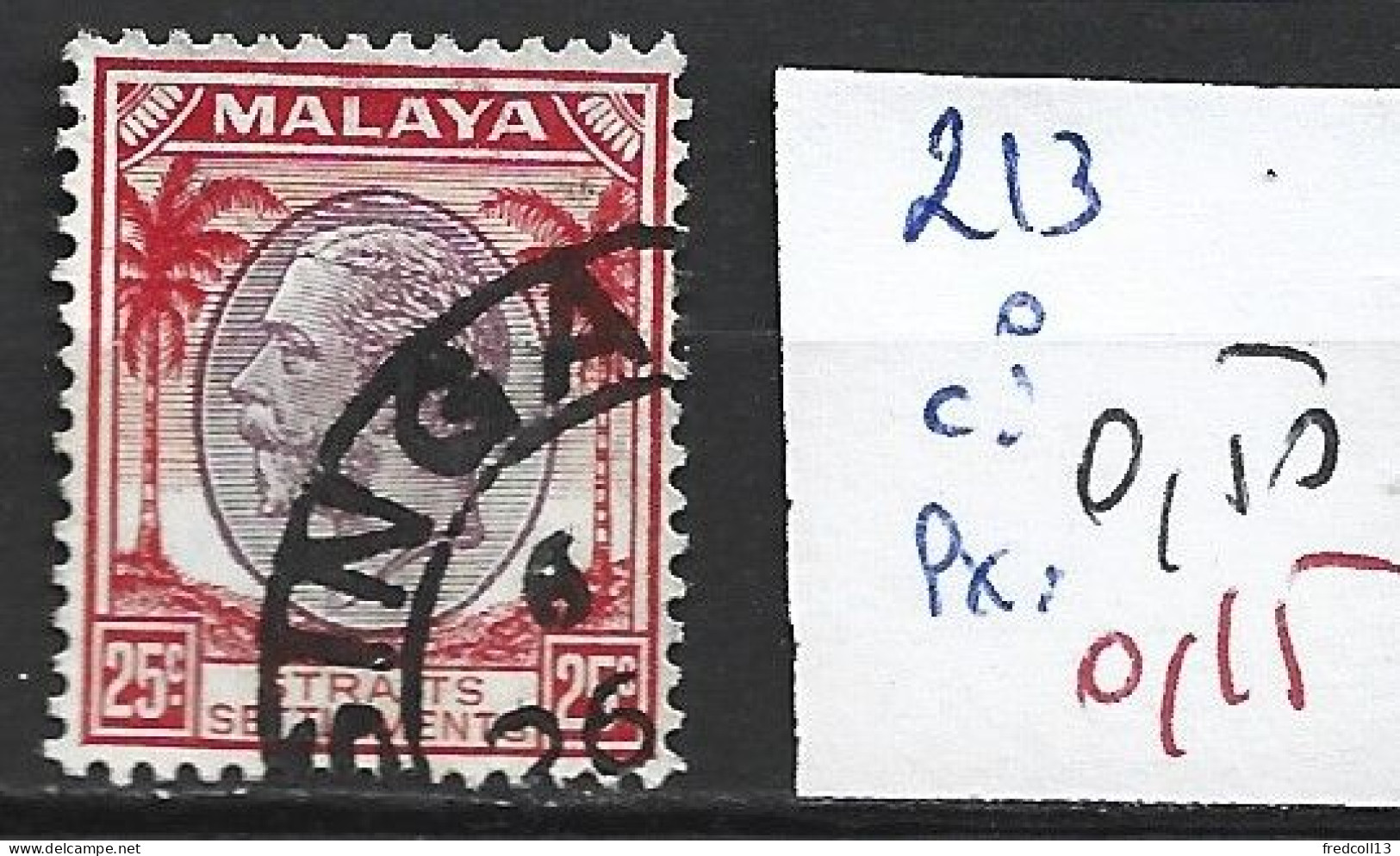 MALACCA 213 Oblitéré Côte 0.50 € - Malacca