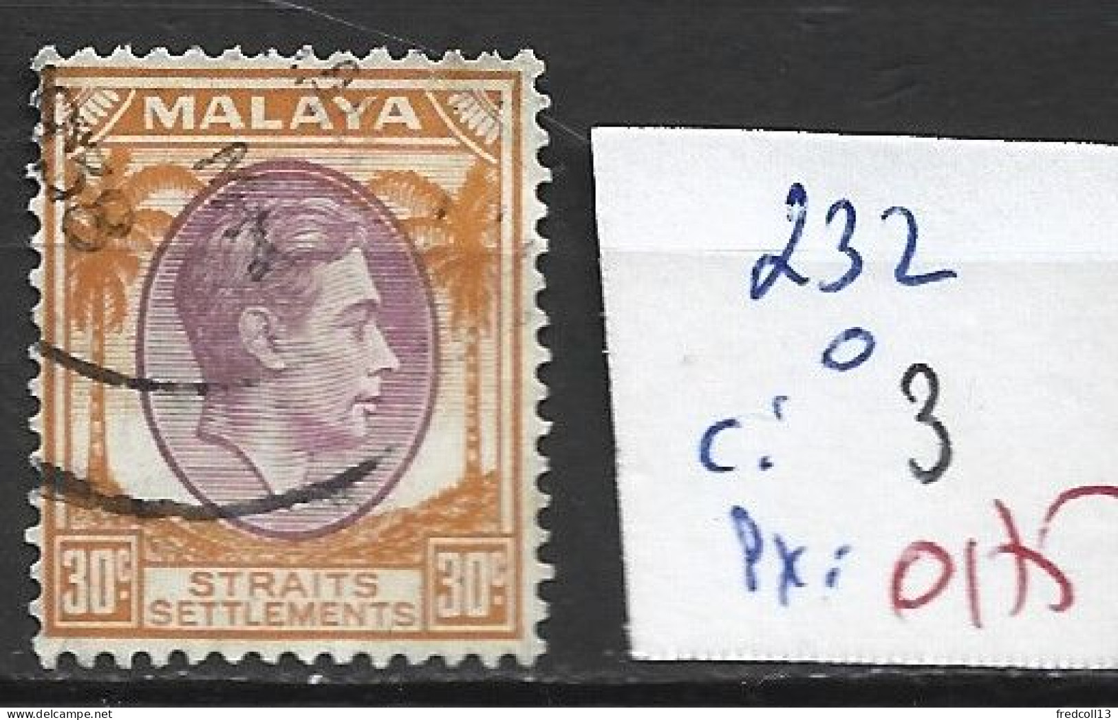 MALACCA 232 Oblitéré Côte 3 € - Malacca