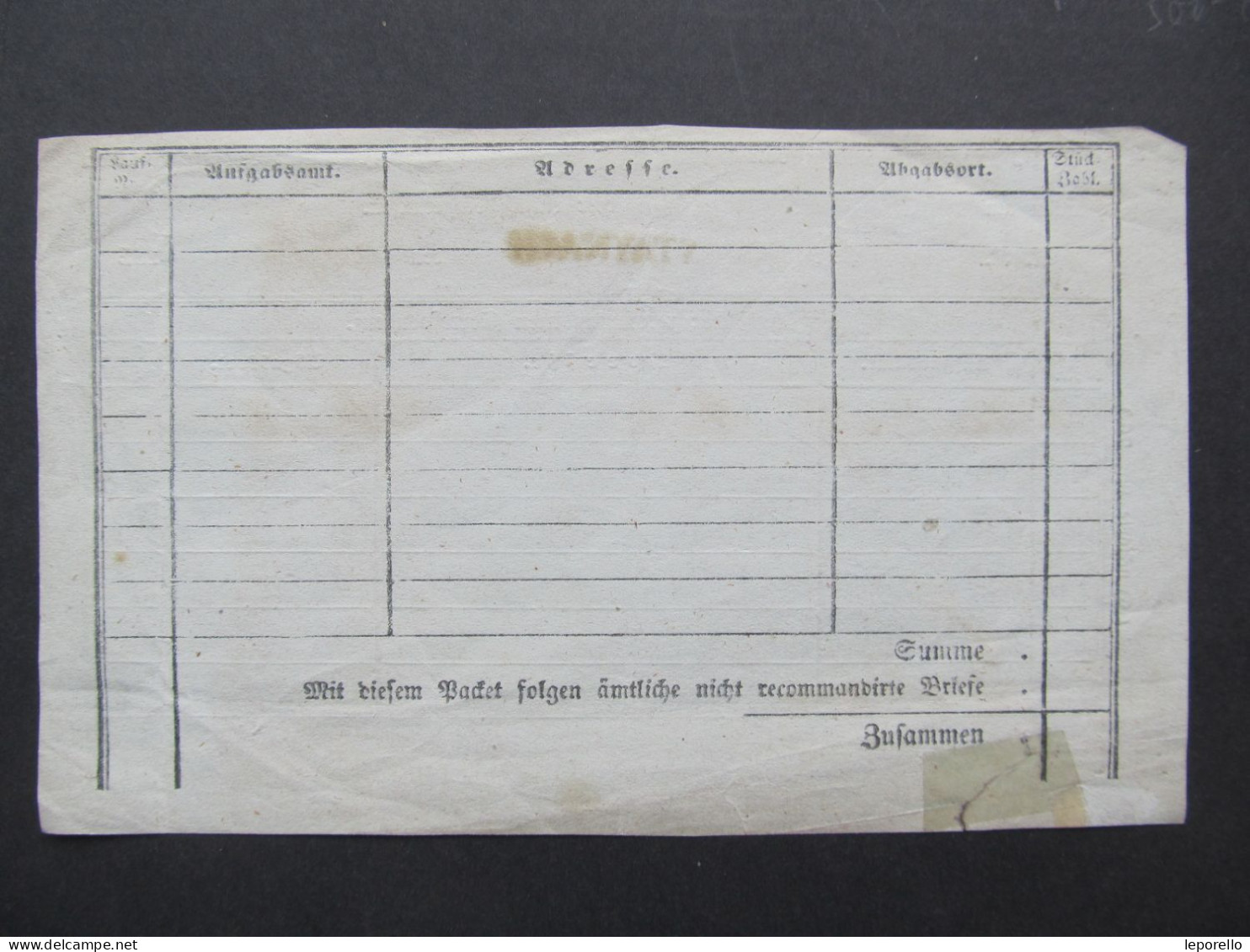 Formular Stainach - Leoben Staynach 1860   // D*58595 - ...-1850 Voorfilatelie