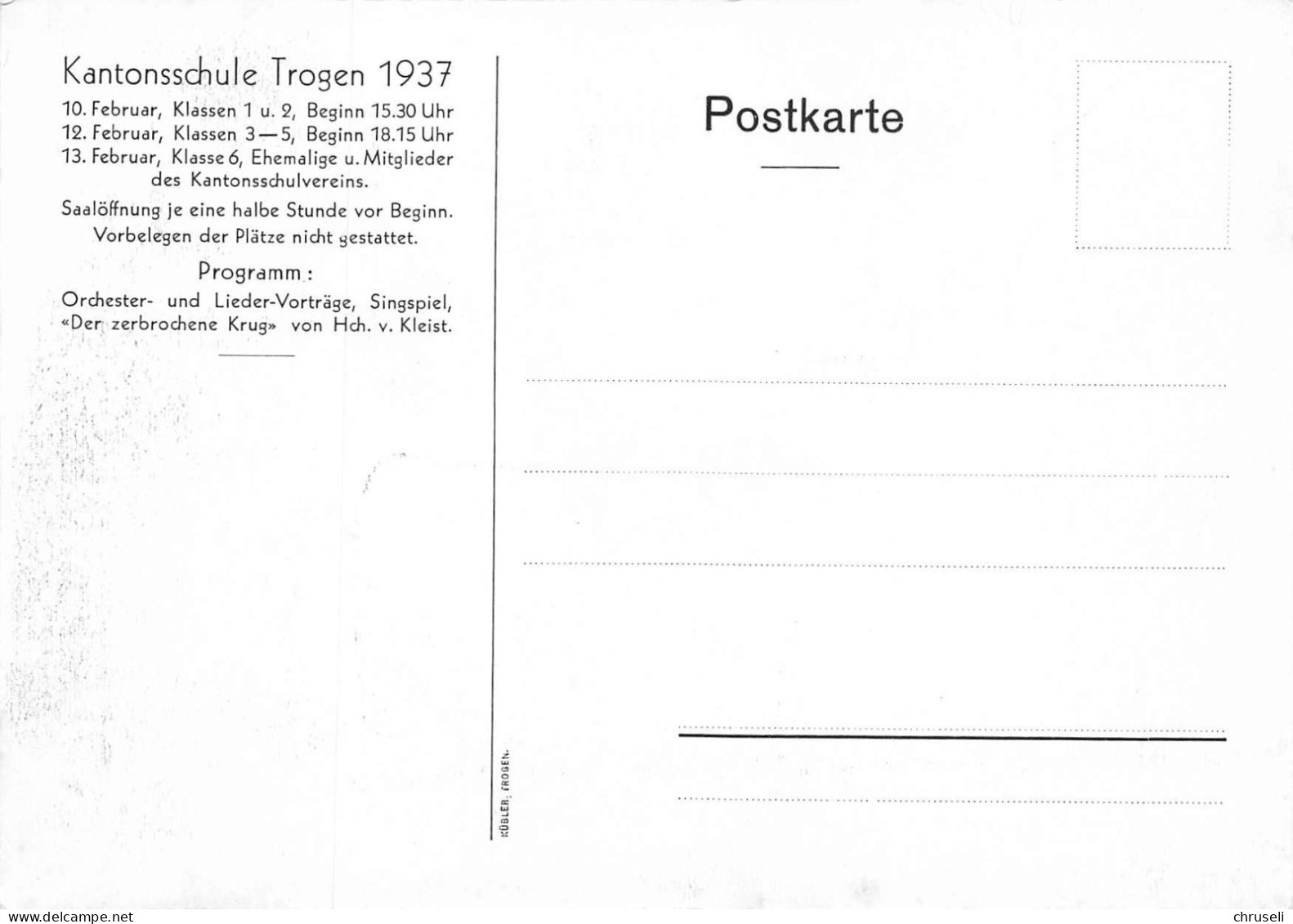 Trogen Schülerabend Kanti 1937 - Trogen