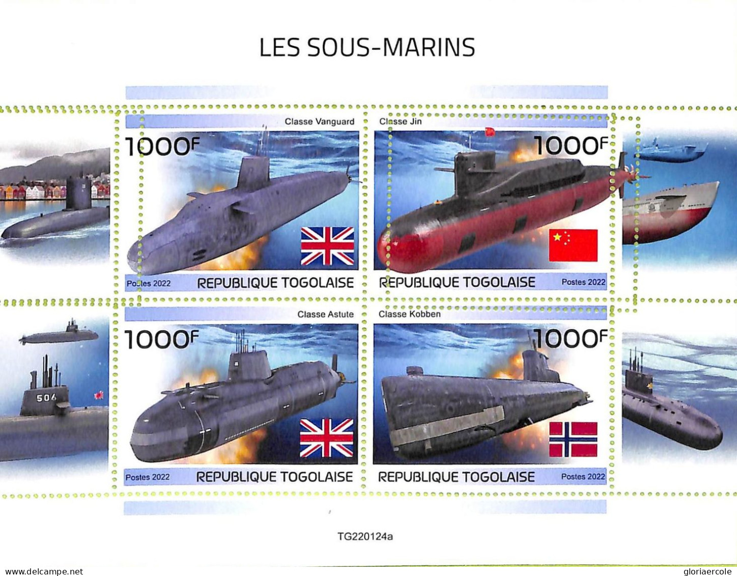 A9708 - TOGOLAISE - ERROR MISPERF Stamp Sheet - 2022 - Submarines - Submarines