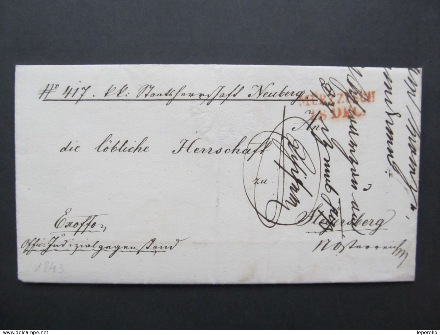 BRIEF Mürzzuschlag - Steyersberg B. Neunkirchen Neuberg 1843 // D*58600 - ...-1850 Préphilatélie