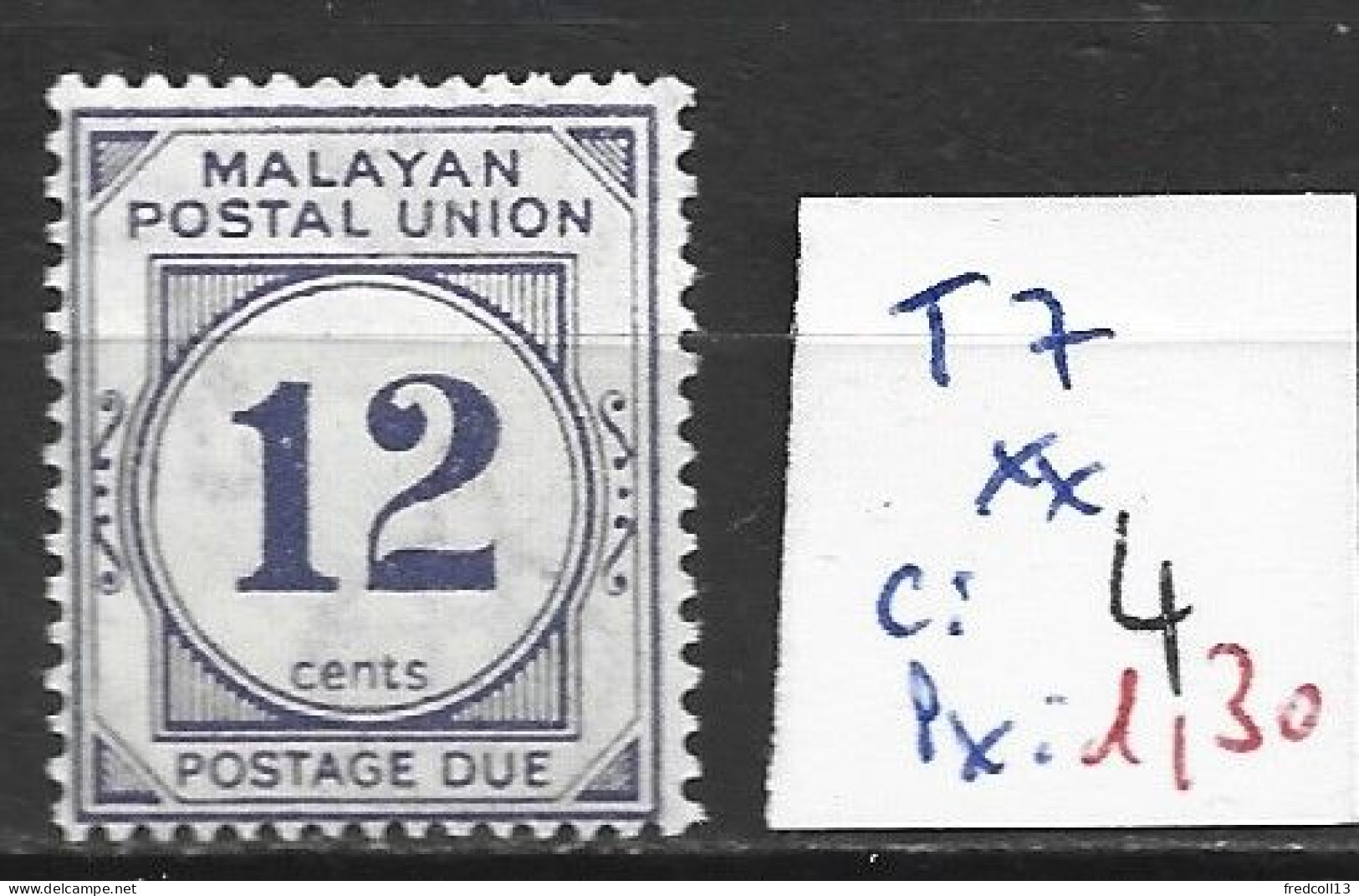 MALAISIE TAXE 7 ** Côte 4 € - Federated Malay States