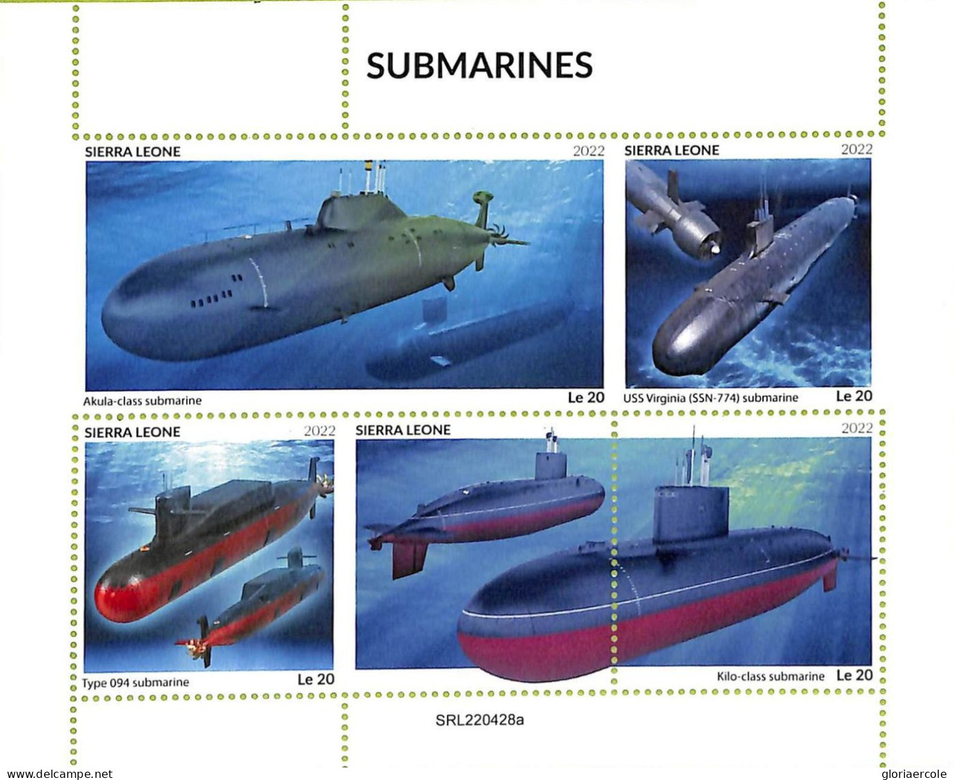 A9423 - SIERRA LEONE -  ERROR MISPERF Stamp Sheet - 2022 - Submarines - U-Boote