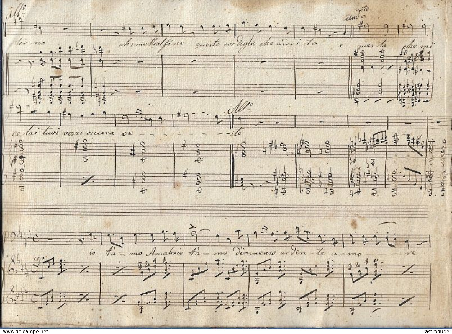 19ème GIUSEPPE VERDI  - PARTITION MANUSCRITE OPÉRA  MASNADIERI ( SCENA E DUETTO ) 5 PAGES - Opera