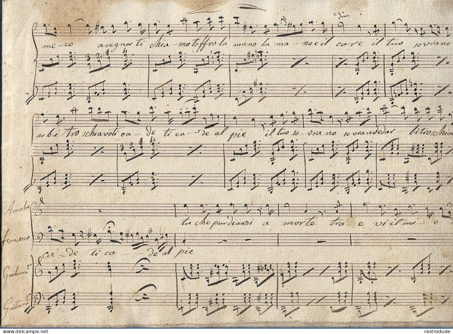 19ème GIUSEPPE VERDI  - PARTITION MANUSCRITE OPÉRA  MASNADIERI ( SCENA E DUETTO ) 5 PAGES - Operaboeken