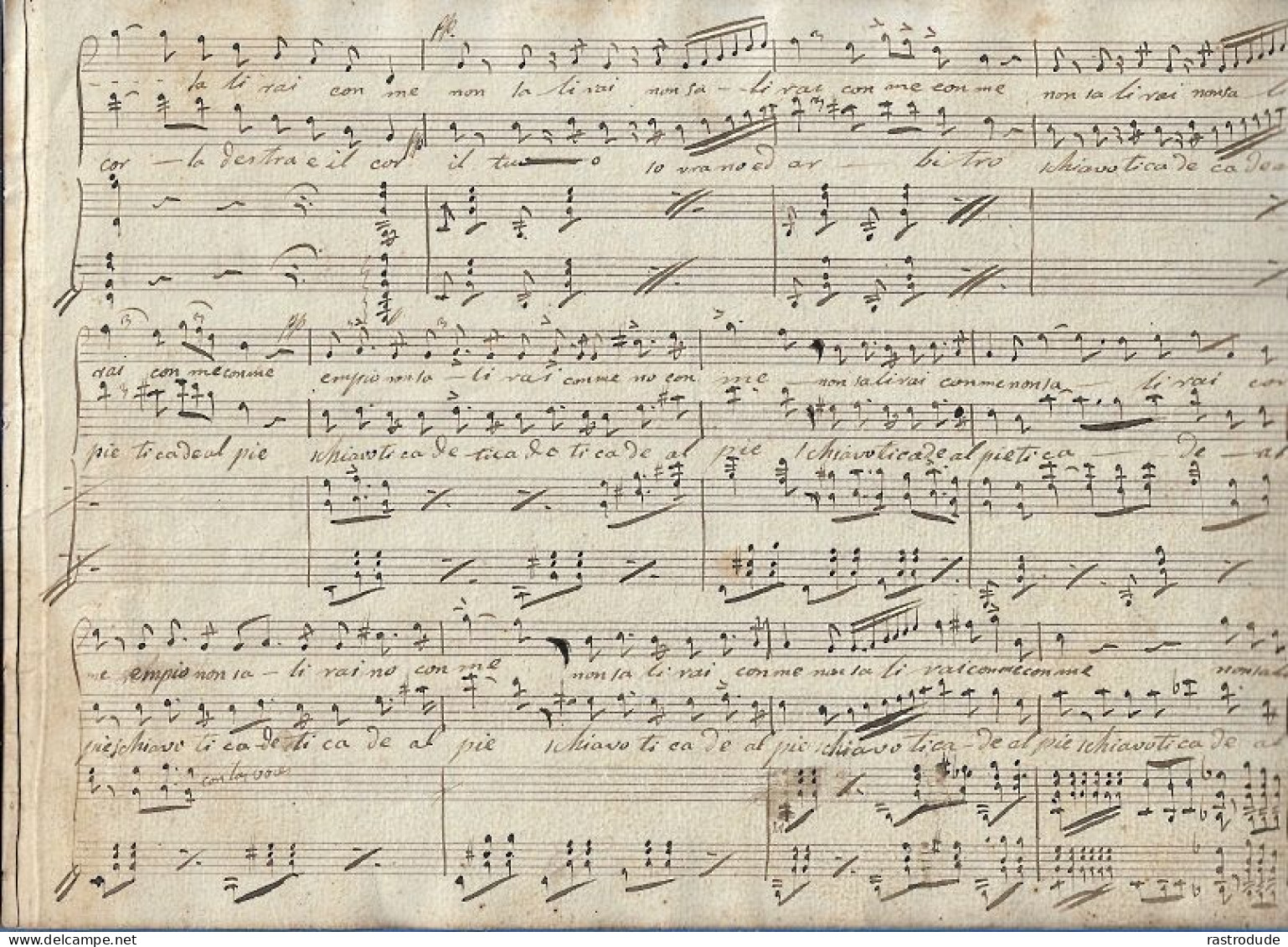 19ème GIUSEPPE VERDI  - PARTITION MANUSCRITE OPÉRA  MASNADIERI ( SCENA E DUETTO ) 5 PAGES