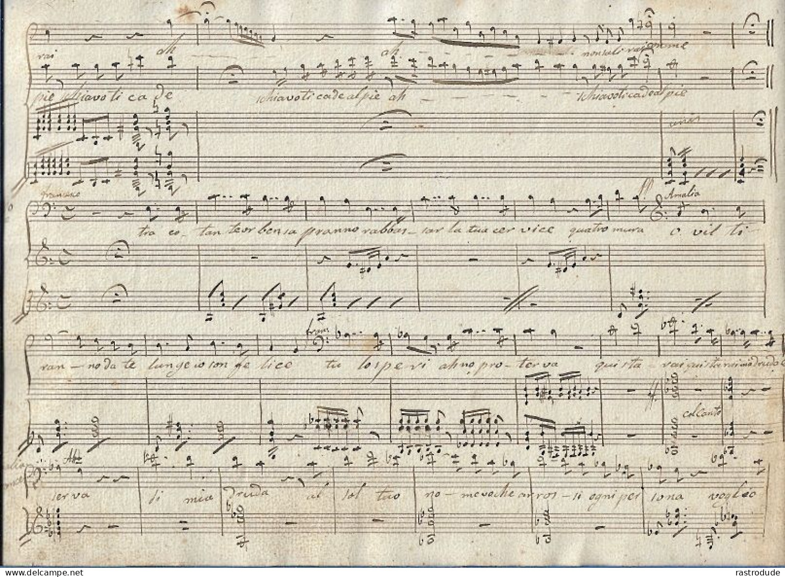 19ème GIUSEPPE VERDI  - PARTITION MANUSCRITE OPÉRA  MASNADIERI ( SCENA E DUETTO ) 5 PAGES