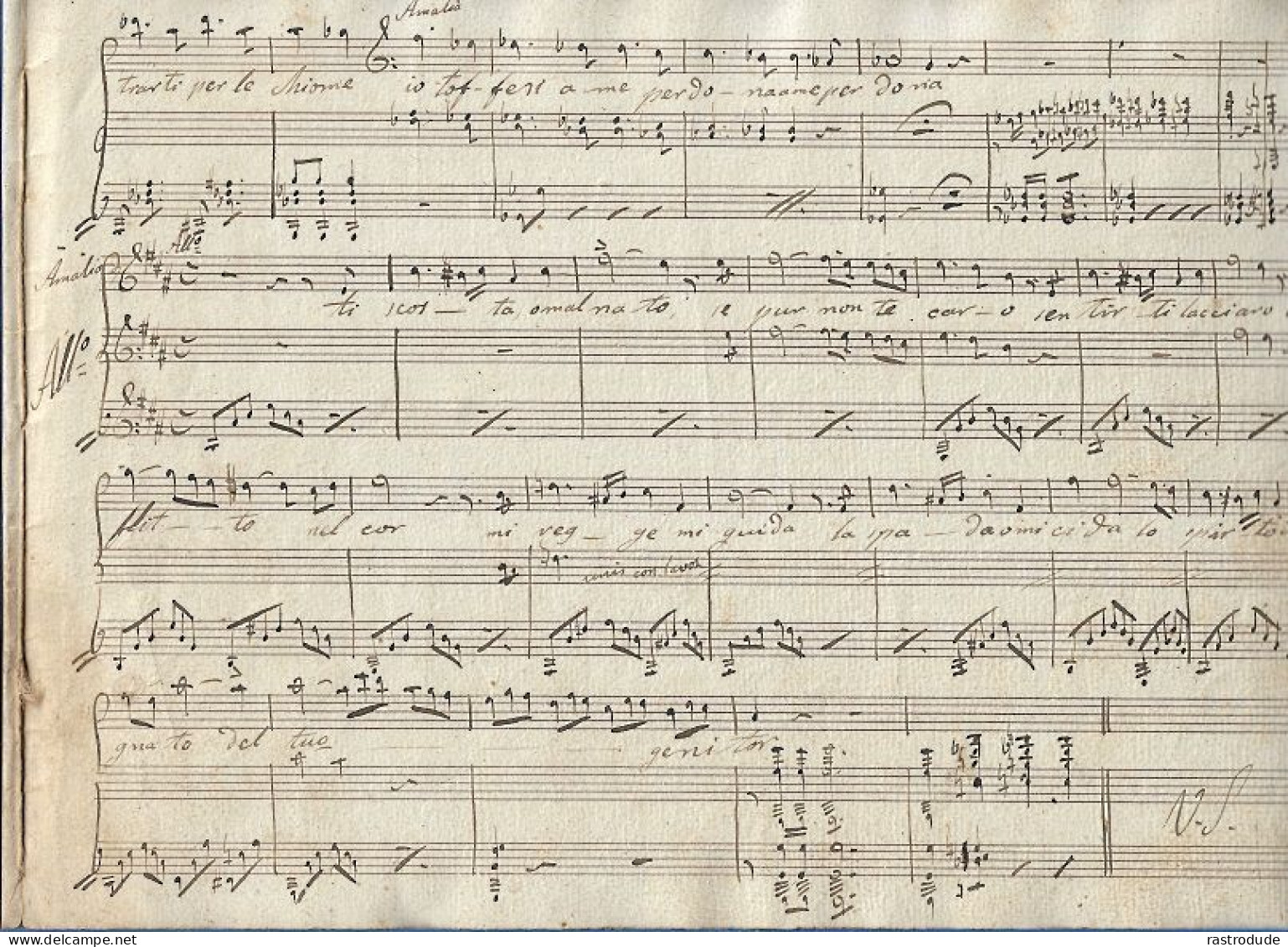 19ème GIUSEPPE VERDI  - PARTITION MANUSCRITE OPÉRA  MASNADIERI ( SCENA E DUETTO ) 5 PAGES