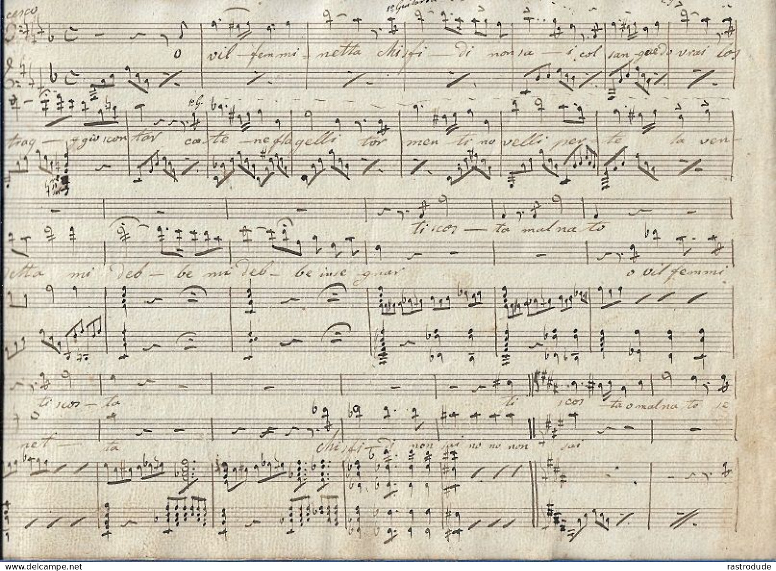 19ème GIUSEPPE VERDI  - PARTITION MANUSCRITE OPÉRA  MASNADIERI ( SCENA E DUETTO ) 5 PAGES