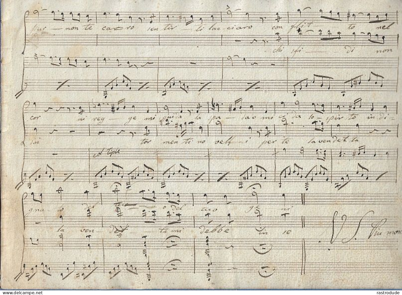 19ème GIUSEPPE VERDI  - PARTITION MANUSCRITE OPÉRA  MASNADIERI ( SCENA E DUETTO ) 5 PAGES