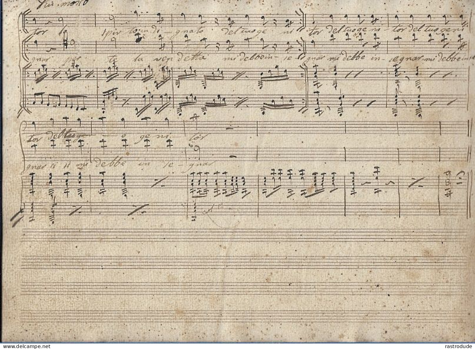 19ème GIUSEPPE VERDI  - PARTITION MANUSCRITE OPÉRA  MASNADIERI ( SCENA E DUETTO ) 5 PAGES