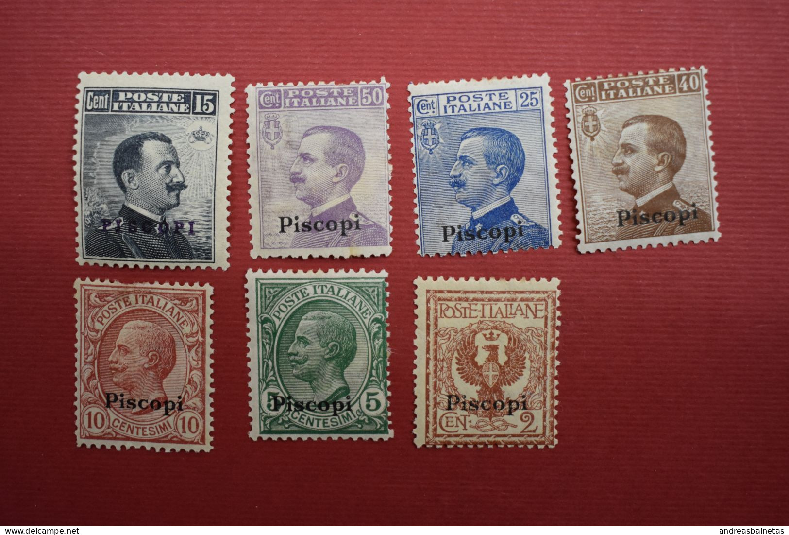 Stamps Greece  ITALIAN OCCUPATION - ITALIAN POST 1912 "PISCOPI" Ovpt, Complete Set Of 7 Values, M. (Hellas 3II/9II). - Dodekanisos