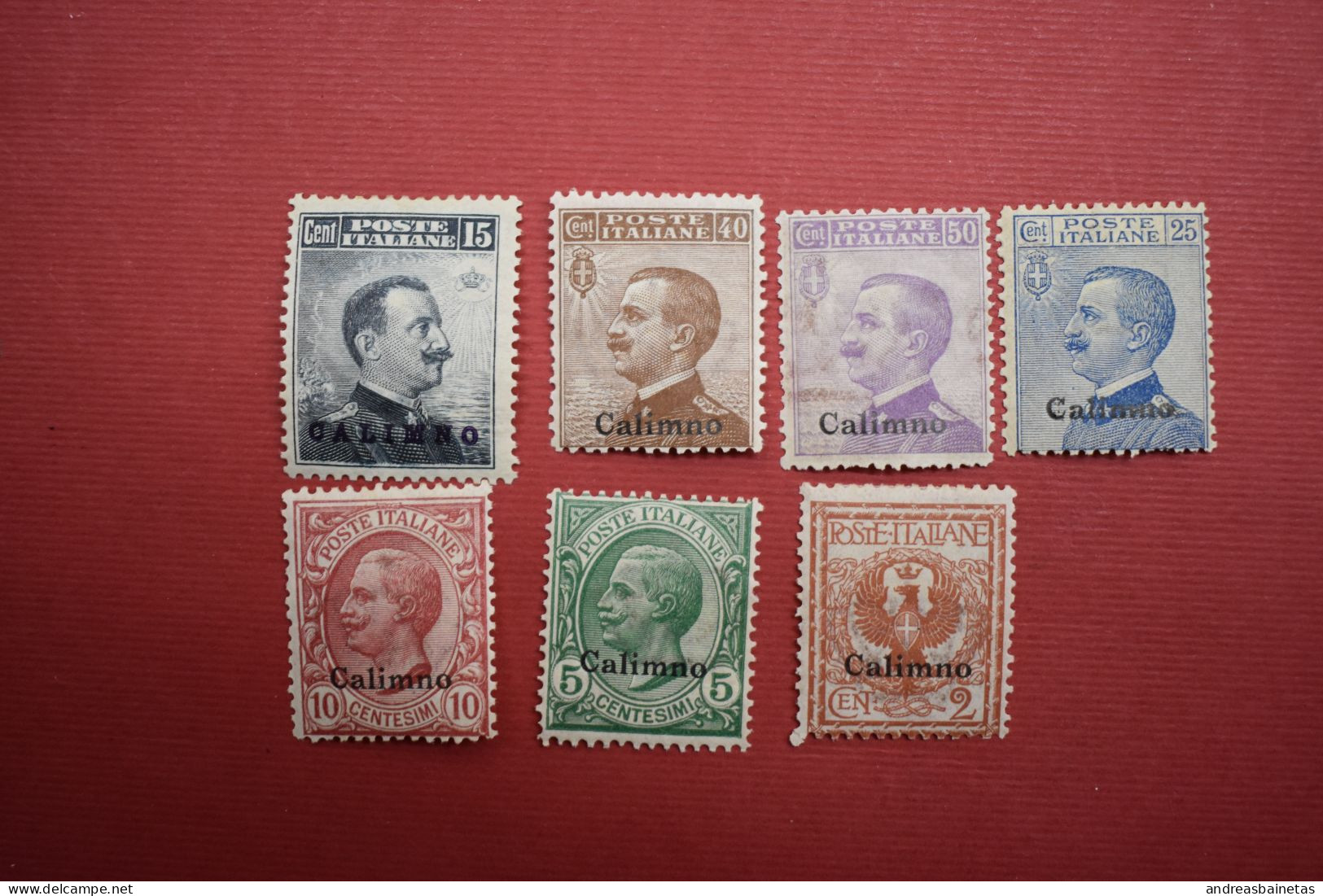 Stamps Greece  ITALIAN OCCUPATION - ITALIAN POST 1912 "CALIMNO" Ovpt, Complete Set Of 7 Values, M. (Hellas 3III/9III). - Dodekanesos